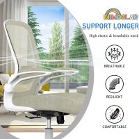 Mimoglad Home Office Chair, High Back Desk Chair, Ergonomic Mesh Computer Chair with Adjustable Lumbar Support and Thickened Seat Cushion (Modern, Beige) - Image 4