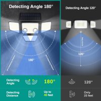 Solar Outdoor Lights - 3000LM 188 LED Motion Sensor Outdoor Lights, 4 Heads Security Light,IP65 Waterproof, Easy Install,270°Wide Angle Flood Wall Light with 3 Modes for Backyard Yard (2 Pack) - Image 3