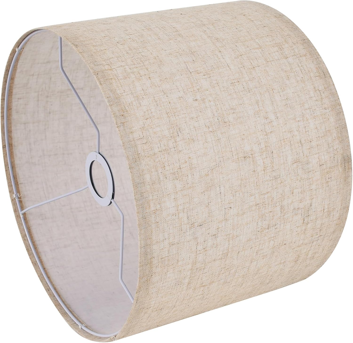 Beige Lamp Shade, Large Drum Lampshade 13”Top X 13” Bottom X 10” High, Replacement Lamp Shade Natural Linen Hand Crafted for Table Lamps Floor Lamps Chandelier Lamp, Easy Assembly Required