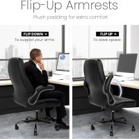 NEO CHAIR Ergonomic Office Desk Gaming Computer Chair Executive High Back Support Flip-up Arms Adjustable Height Swivel Rolling Wheels Comfy PU Leather for Home (Black) - Image 6
