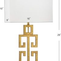 SAFAVIEH Lighting Collection Greek Key Farmhouse Glam Antique Gold 29-inch Bedroom Living Room Home Office Desk Nightstand Table Lamp Set of 2 (LED Bulbs Included) - Image 4