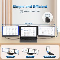 Laptop Screen Extender, 14'' FHD 1080P IPS Ultra-Thin Dual/Triple Monitor Display, HDMI/USB-C Plug-Play Portable Monitor for Laptop, Built-in Speakers(Mac, Win, Android) - Image 3