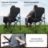 EVER ADVANCED Oversized Folding Camping Chair for Adults with Adjustable Lumbar Support, Heavy Duty Chair with Side Pockets, Portable Collapsible Quad Chair for Outside - Image 4