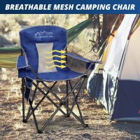 2PCS Mesh Folding Camping Chairs, Oversized Portable Outdoor Chairs, Weight Capacity 325 lbs with Cup Holder, Storage Pocket, Carry Bag Blue - Image 6