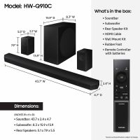 SAMSUNG HW-Q910C 9.1.2ch Soundbar w/ Wireless Dolby Audio, Rear Speaker Included, Q-Symphony, SpaceFit Sound Pro, Adaptive Sound, Game Mode Pro, Airplay 2 with Alexa Built-In - Image 2