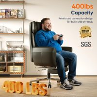 GABRYLLY Ergonomic Chair with Footrest – Wide Cross Legged Chair with Reversible Armrests, 120°Tilt, Lumbar Support,Heavy-Duty Base, Big and Tall Executive Chair Plus, Black, GY82766 - Image 8