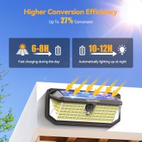 TECKNET 416 LED Solar Lights Outdoor Waterproof, 300° Angle & 3 Lighting Modes Motion Sensor Outdoor Lights, 2 Pack Security Solar Flood Lights IP66 for Fence Front Door Yard Deck Garden Garage - Image 2
