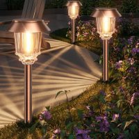 XMCOSY+ Solar Pathway Lights Outdoor - 6 Pack Solar Lights Outdoor Waterproof, 10-40 LM Dimmable Auto On/Off Solar Outdoors Lights Yard Garden Walkway Driveway (Warm White) - Image 2
