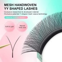 NAGARAKU YY Eyelash Extensions Supplies Y Lash 4D Easy Fan Russian Volume Crisscross YY Eyelashes Handwoven Y Shaped Mesh Wispy Clusters 12 Rows Pre Fanned Eye Lashes Black - 0.07mm D Curl 8-15mm Mix - Image 2