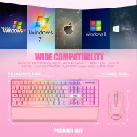 RedThunder K10 Wired Gaming Keyboard and Mouse and Wrist Rest Combo, RGB Backlit, Mechanical Feel Anti-ghosting Keyboard + 7D 7200 DPI Mice+Soft Leather Wrist Rest 3 in 1 PC Gamer Accessories(Pink) - Image 7
