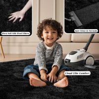 Black Rugs for Bedroom 4x5.9 ft - Ultra Soft Faux Fur Area Rug - Plush Non-Slip Shaggy Carpet for Living Room, Cozy Fluffy Rug for Kids Boys Girls Dorm Nursery Room, High Pile Floor Carpet - Image 3