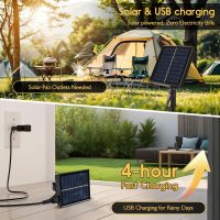 Solar String Lights Outdoor with Remote 30 FT, USB & Solar Dual Charging, Waterproof, 8 Modes 3 Timers, 10+1 LED Shatterproof S14 Bulbs, Dimmable Solar Light for Camping Backyard Bistro Porch Garden - Image 4