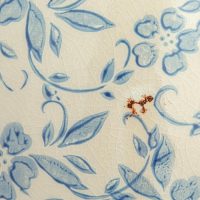 Creative Co-Op DF2720 8" H Terracotta Floral Transferware Pattern & Crackle Finish Vase, Blue - Image 6