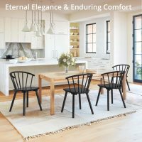 LUE BONA Black Dining Chairs Set of 4, Farmhouse Wood Dining Chairs with Semicircular Backrest, Spindle Dining Chair for Kitchen and Dining Room, 18 Inch - Image 3