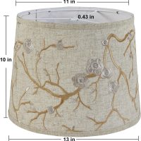 Lampshades Set of 2 for Table Floor Lamp, Lampshades with with Flower Design, 12.7" Top x 12.7" Bottom x 10" High, Natural Linen Hand Crafted, Lamp Shade Harp Holder Included - Image 3