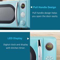 Galanz GLCMKA07BER-07 Retro Microwave Oven, LED Lighting, Pull Handle Design, Child Lock, Bebop Blue, 0.7 cu ft - Image 7