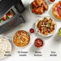 Chefman Countertop Microwave Oven 0.9 Cu. Ft., 900 Watts with 10 Power Levels, 6 Cooking Presets with One-Touch Express Cook, Eco Mode, Child Safety Lock, & Mute Button - Black - Image 2