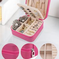 Travel Jewelry Case, Small Jewelry Box Jewelry Travel Organizer, Travel Jewelry Box Mini Jewelry Travel Case(Red) - Image 2
