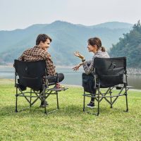 EVER ADVANCED Camping Directors' Chair with Side Table, Portable Folding with Compact Size, Heavy Duty Lawn Chair with Pocket for Camping, Lawn, Sports and Fishing, 400lbs, Black - Image 2