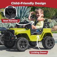 Best Choice Products 12V Kids Ride On Truck Car w/Parent Remote Control, Spring Suspension, LED Lights, AUX Port - Green - Image 5