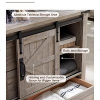 T4TREAM 48'' Farmhouse Dresser for Bedroom w/4 Drawers & Sliding Barn Doors, Tall Chest of Drawers, Rustic Dresser TV Stand w/Shelf, Organizer for Bedroom, Living Room, Foyer,Light Rustic Oak - Image 5
