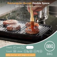 36 Inch Electric Cooktop 5 Burner, Built-in Electric Stovetop with Flexible Bridge & Triple Ring Burner, 9600W Cooktop Electrics with BBQ Burner, Timer, Safety Lock,Pause, 220V-240V Hard Wire - Image 4