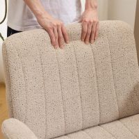 VINGLI Criss Cross Chair with Adjustable Flip-Up Arms,Cross Legged Chair with Wheels,Extra Wide Office Chair,Desk Chair for Home Office,Vanity,Bedroom, Apartment,Starry Chenille,Khaki - Image 6