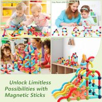 COUOMOXA Magnetic Building Blocks for Kids: Magnetic Stick Montessori Game for 3 4 5 Years Old Toddlers - STEM Starter Toy for Kids Age 3-5 Preschool - Birthday Gift for Boys Girls - Image 6