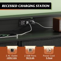 WLIVE Black TV Stand for 45, 50, 55 inch TV, Entertainment Center with LED Lights & Charging Station, TV Media Console Table with 9 Fabric Drawers and Open Shelves for Living Room, Hallway, Wood Top - Image 5