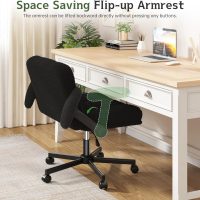 Criss Cross Chair with Wheels and Flip-up Arms, Adjustable Height, Teddy Plush Fabric,Black, Hide Dust, for Bedroom, Home Office, Apartment - Image 6
