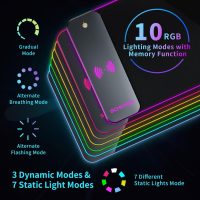 RGB Gaming Mouse Pad with Wireless Charging 15W, Large Desk Mat 800x300x4mm, 10 Light Modes Keyboard Pad with Non-Slip Rubber Base, Waterproof Mousepad for Gaming PC MacBook Laptop - Image 3