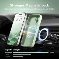 Magnetic for iPhone 15 Plus Case, Compatible with MagSafe, [Full Camera Protection][Screen Protector] Silicone Shockproof Protective Phone Case for iPhone 15 Plus 6.7", Matcha - Image 3