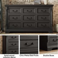 LIKIMIO Farmhouse Dresser for Bedroom with 9 Drawers, 58" Wide Wood Chest of Drawers with Roman Column, Dresser TV Stand for 65", Closet Storage Dressers Organizer for Bedroom, Living Room, Hallway - Image 8