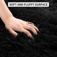 Tepook Super Soft Fluffy Rug for Bedroom, Modern Shaggy Rug Fuzzy Kids Rug for Living Room, Plush Indoor Nursery Home Decor Rug with Non-Slip Bottom, Black, 4 X 6 Feet - Image 7
