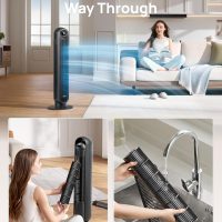 Dreo Tower Fan for Bedroom, 25ft/s Velocity Quiet Floor Fan, 90° Oscillating Fans for Indoors with 4 Speeds, 4 Modes, 8H Timer, Standing Fans, Bladeless Fan, Black, Nomad One (DR-HTF007) - Image 6