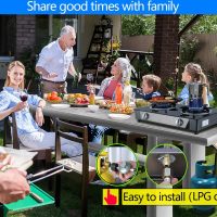 Propane Stove 2 Burner Gas Stove Auto Ignition 26000 BTU Tempered Glass Propane Burner LPG with CSA Hose for Outdoor Cooking, Emergency - Image 9