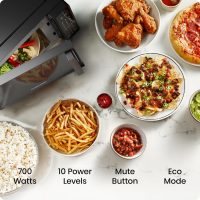 Chefman Countertop Microwave Oven 0.7 Cu. Ft., 700 Watts with 10 Power Levels, 6 Cooking Presets with One-Touch Express Cook, Eco Mode, Child Safety Lock, & Mute Button - Black - Image 2
