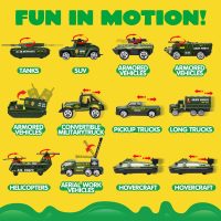 JOYIN 25 in 1 Green Military Big Truck Toys, Army Men Tanks Set with Soldier Men, Mini Battle Car Toy in Carrier Truck with Lights and Sounds, Gifts for Toddler Kids Boys Ages 3+ - Image 3