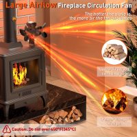 Easywave Wood Stove Fan Heat Powered, Dual Motors Heat Powered Fireplace Fan Non-Electric for Wood/Log Burning Stove Pellet/Gas Burner, 6 Blades Silent Thermal Fan W/Stove Accessories Thermometer - Image 5