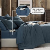 Geniospin King Size Comforter Set- 7 Piece Navy Blue Textured King Bedding Set, Soft Solid Bed in a Bag for All Season, King Comforter Set with Sheets(Navy Blue,102''x90'') - Image 5