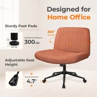 NEO CHAIR Criss Cross Chair with Wheels & Pads Home Office Cross Legged Chairs Ergonomic Computer Desk Task Wide Seat for Bedroom Vanity Comfy Swivel (Brown) - Image 5