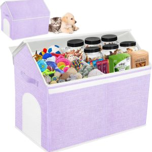 Large Toy Box Storage Organizer with Lid, House Shape Oxford Fabric Collapsible Sturdy Toy Chest Bins Baskets (Purple)