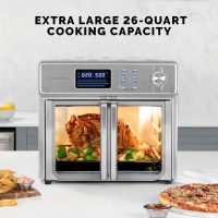 Kalorik MAXX Air Fryer Oven, 26 Quart 10-in-1 Countertop Toaster Oven & Air Fryer Combo - Fry, Bake, Roast, Rotisserie, & More, Large Glass French Doors & 9 Accessories, 1700-Watts, Stainless Steel - Image 3