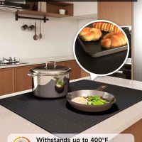 Silicone Stove Top Cover for Electric Stove, Glass Stove Top Cover Protector, Flat Top Range Cover – Double as Dish Drying Mat, Coffee Bar Mat, Kitchen Stove Accessories, 28 x 20 in, Black - Image 8