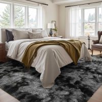 5x7 Ft Large Shag Rugs for Bedroom Living Room Decor for Men Boys, Tie Dyed Ultra Soft Fluffy Furry Area Rug for Indoor Floor, Aesthetic Carpet for Home Decor (Dark Grey) - Image 3