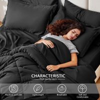 Love's cabin Full Comforter Set Black, 7 Pieces Full Bed in a Bag, All Season Full Bedding Sets with 1 Comforter, 1 Flat Sheet, 1 Fitted Sheet, 2 Pillowcase and 2 Pillow Sham - Image 3