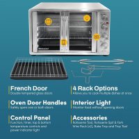 Elite Gourmet ETO-4510M French Door 47.5Qt, 18-Slice Convection Oven 4-Control Knobs, Bake Broil Toast Rotisserie Keep Warm, Includes 2 x 12" Pizza Racks, Stainless Steel - Image 6