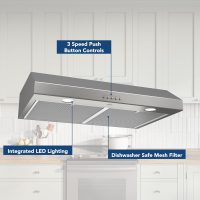 Broan-NuTone BCSQ130SS Three-Speed Glacier Under-Cabinet Range Hood with LED Lights ADA Capable, 1.5 Sones, 375 Max Blower CFM, 30-Inch, Stainless Steel - Image 4