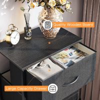 ODK Dresser for Bedroom with 4 Storage Drawers, Small Dresser Chest of Fabric Drawers with Sturdy Steel Frame, Wood Top, Black - Image 4