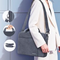Ferkurn Laptop Case Sleeve 15.6 16 Inch Laptop Bag for Women Men Compatible with HP Envy Pavilion/Dell Inspiron XPS/Lenovo/Acer, Shoulder Strap Carrying Briefcase Computer Messenger Bag Case, Grey - Image 5